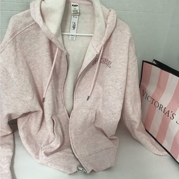 Victoria Secret PINK Hoodie Size M 170/96A Pink Full Zip NWT Glitter - Picture 14 of 14